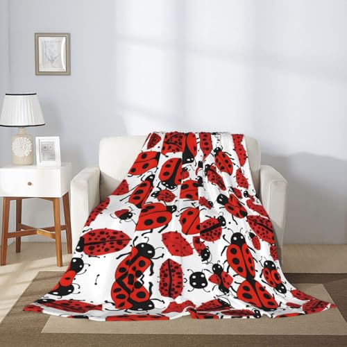 Couverture chaude lit canapé plaid imprimé coccinelles grand format durable - 4