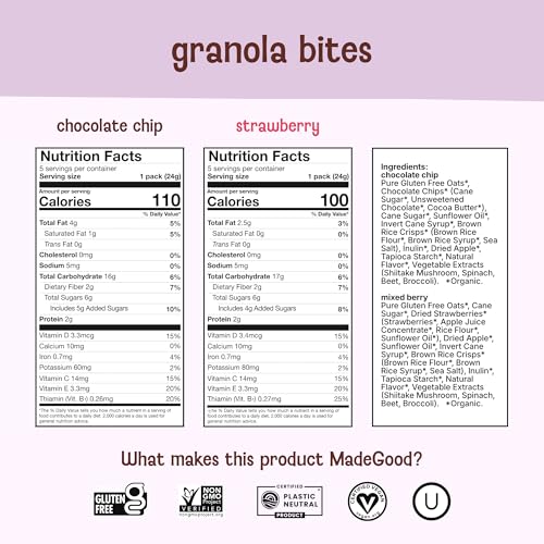 Image of MadeGood Granola Variety Pack 37-Count Chewy Breakfast Snack Bars, Bites