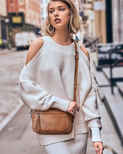 MASINTOR Crossbody Bags for Women Vegan Leather, Trendy Shoulder Purse with Adjustable Strap and Tassel2