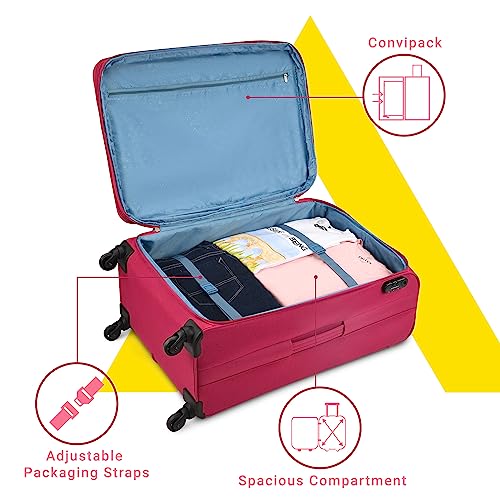 Aristocrat-Striker-Large-Size-Soft-Check-in-Spinner-Luggage-79-CmSpacious-Polyester-Trolley-with-4-Wheels-and-Combination-LockDazzling-MaroonUnisex-5-Year-Warranty