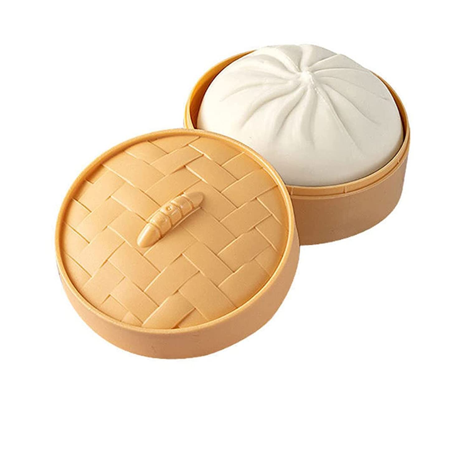 Unzip Toy, ELECDON 2 Pack Simulation Buns Stress Ball Fidget Toy, Steamed Stuffed Bun Simulation Decompression Toy, Rebound Big Bun Toy with A Mini Steamer, Stress Relief Toys Squeeze Sensory Toy