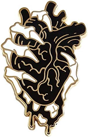 Pinsanity Skeleton Hand Holding Bleeding Black Heart Enamel Lapel Pin image 4