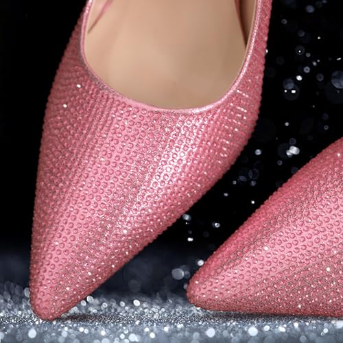 Image of YODEKS Women's Slingback Heels Pointy Toe Buckle Strap Pump Sandals Close Toe Stiletto High Heel Pumps Wedding Bridal Party Prom Shoes