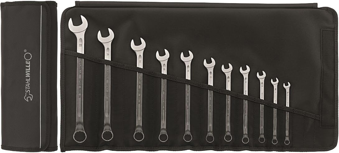 STAHLWILLE Combination Spanner Set 11 Pieces (8-22 mm) Long Design Extremely Durable Screw-Friendly in Roll Bag Made in Germany 14/11 L