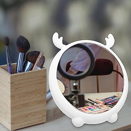 Image of FLEXER Desktop Makeup Up Mirror Simple Round Cosmetic Table Mirrors (Multi-Color,1 Pcs)