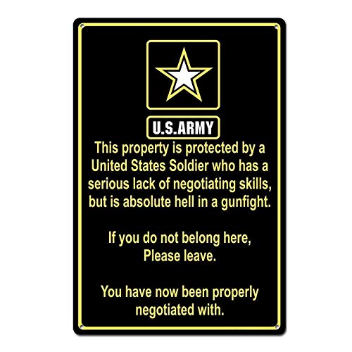 Wisesign Property Protected by Soldier U.S. Army Funny Metal Tin Sign 8x12 Decor Wall Poster Decor Door Plaque