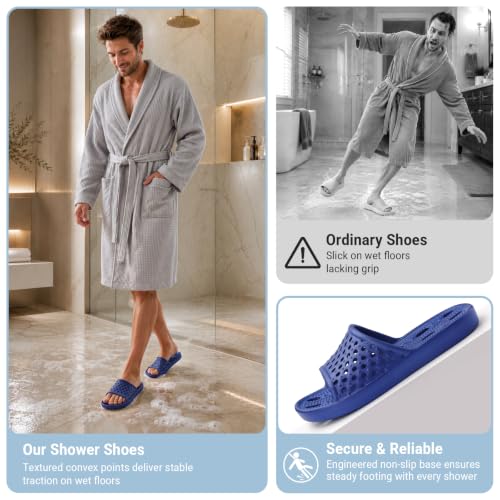 Image of Aoowoll Mens Shower Shoes With Holes Dry Quickly Bath Slippers Womens Non Slip Indoor Home Bedroom Pool Spa Guest College Dorm