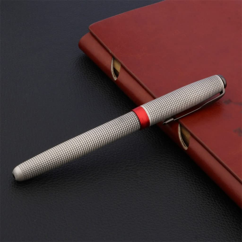 Penna stilografica classica in metallo rosso nero freccia reticolo forniture per ufficio scuola scrittura