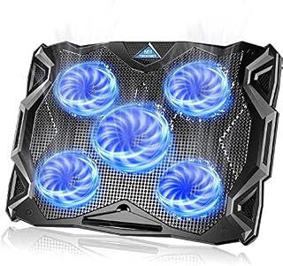 TECKNET Laptop Cooling Pads,Notebook Cooling Chill Mat With 5 Fans,Speed Adjustable,Extra USB Ports, Adustable Height,Laptop stand for Desk/Bed/Lap,fits 12"-17"