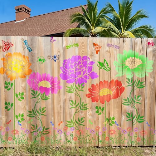 12-Piece Peony Fence Stencils