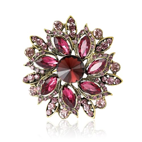 Image of Trendy Large Rhinestone Flower Brooches 8-color for Women Luxury Office Party Casual Pins Jewelry Accessories Gifts