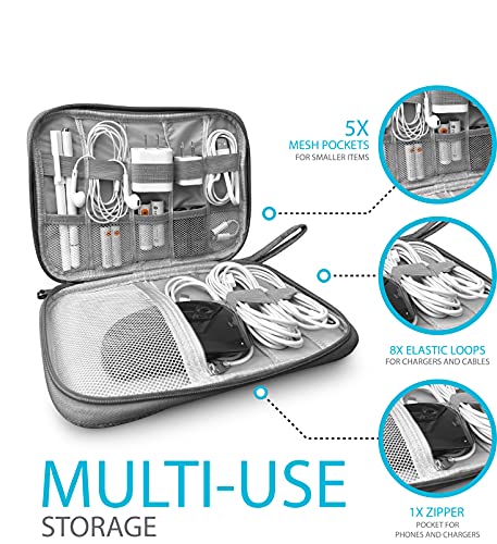 Toolbay Travel Essentials Cable Organizer Bag - Small Charging Cord Storage, Charger, Cables, Cord Storage And Accessory Bag, Grey, For Travel, Work And School (Grey) #TOP2