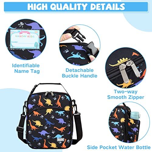 Kids School Backpack Lunch Box Bag Pencil Case Combo,Vaschy Children BookBag Schoolbag Set for Preschool/Kindergarten/Elementry School Supplies Boys Girls Black Dinosaurs by VASCHY - Used condition - Image 5