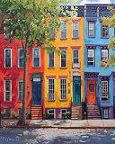 TUMOVO Paint by Numbers Kit for Adults Colorful Townhouses Canvas Art