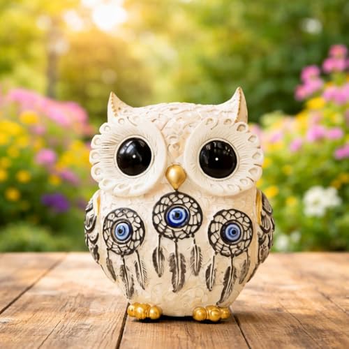 Image of Evil Eye Owl Statue for Good Luck l Feng Shui & Vastu II Evil Eye II Showpiece for Home Decor
