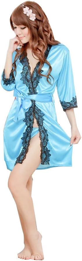 R REIFENG Women Bath Sleepwear Pajamas With Thong Underwear (style blue)