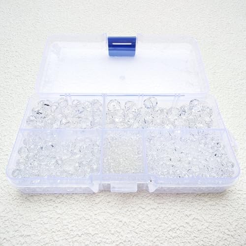 Image of Clear White Rondelle Glass Beads for Jewelry Making, Faceted Briolette Crytal Spacer Beads for Bracelet Necklace Earring (2mm 4mm 6mm 8mm 10mm Mixed Sizes, 1000pcs)