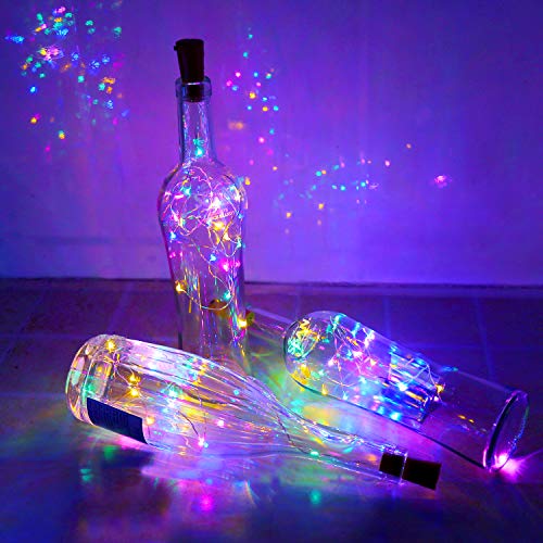 Aluan Wine Bottle Lights with Cork 12LED 10 Pack Bottle Lights Waterproof Battery Powered Cork Lights for Wine Bottles Jar Party Wedding Christmas Festival Bar Decoration 10 Pack, Colorful Light - Thumbnail 6