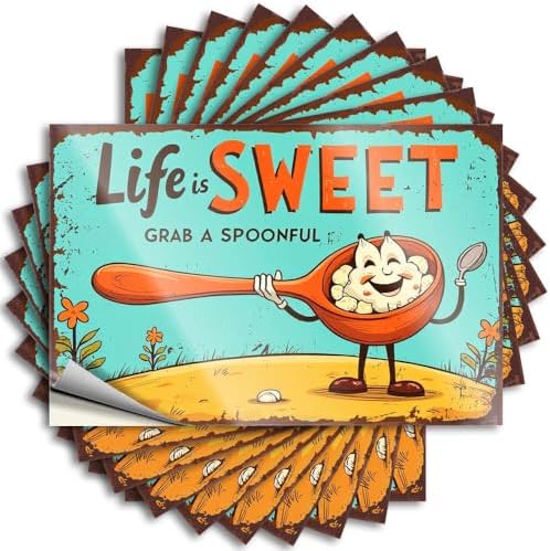 Life is Sweet, Grab A Spoonful! Gaming Room Accessories Car DIY | Mini Funny Sticker Helmet Removable Vinyl Sticker Decal(6X9CM) image 4