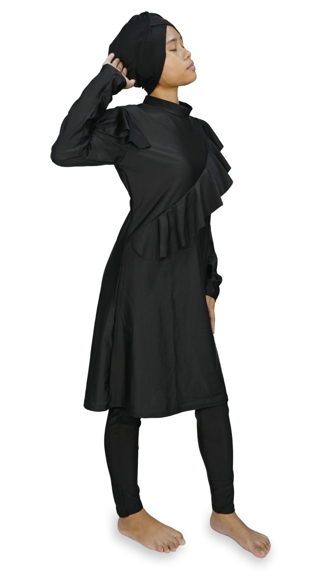 Burkini Elegante con Volant e Gonna a Copertura Completa