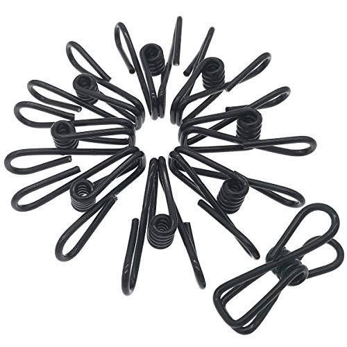 XVbond 多目的物干しロープ ユーティリティクリップ スチールワイヤークリップ 防風洗濯バサミ メタルクリップホルダー オフィス服 ベビーおむつ メタルペグクリップ ブラック 30個