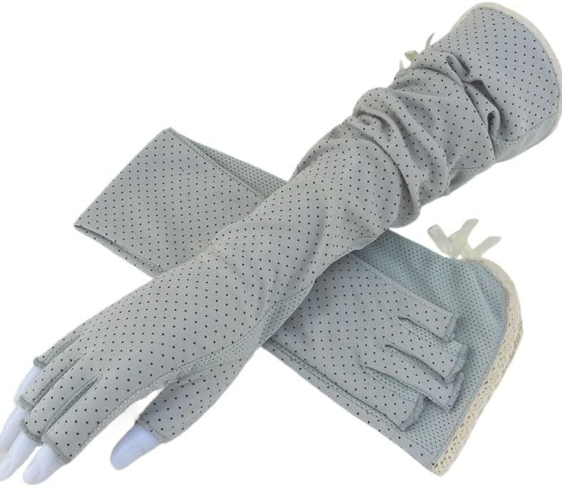 Women's half finger gloves, long electric vehicle sunscreen gloves