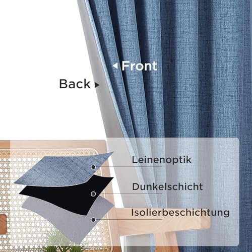 Joydeco Blickdicht Verdunkelungsvorhang Kräuselband Thermovorhang Gardine – Ansicht 4