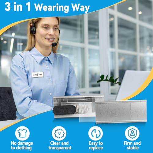 30 Stück Namensschilder für Kleidung Magnet, 72mm x 31mm Aluminium Magnet Namensschild mit Starkem Doppelmagnet & Nadel für Arbeit, Ausstellung, Restaurant, Schule