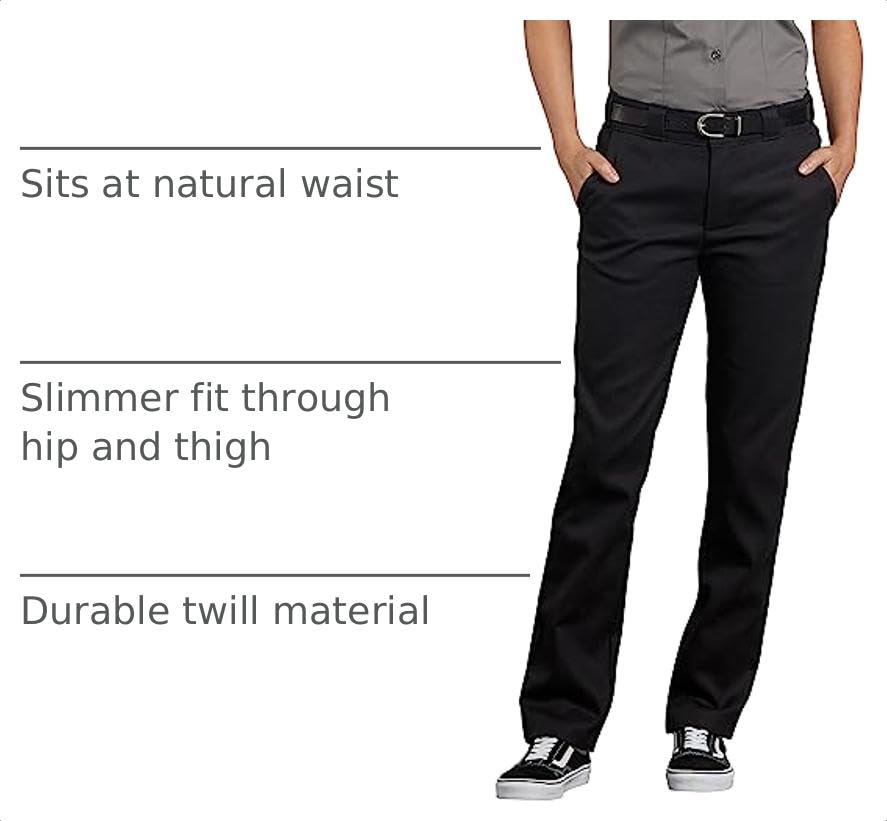 Dickies Women's Flex Slim Fit Pants, Black, 14 RG - image 4