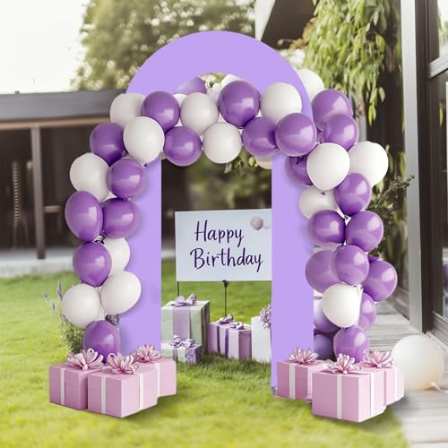 Babenest 7.2Ft Spandex Open Arch Backdrop, Fitted Double-Sided U-Shaped Wedding Arch, Round Top Chiara Stand Cover for Ceremony, Baby Shower, Birthday Party Decoration (Purple) by Babenest - Used condition - Image 4