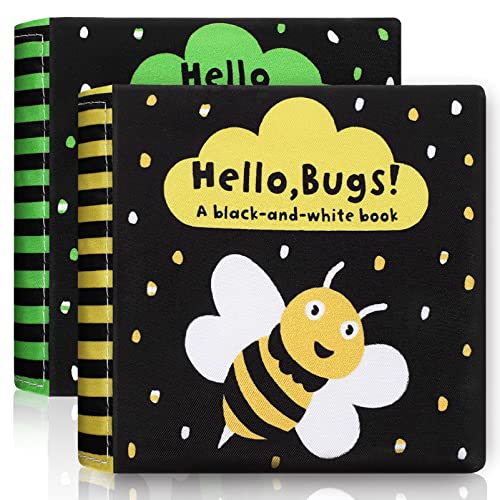 Image of 2 Pcs Baby Cloth Books - High Contrast Crinkle Books for Early Learning, Soft Fabric Educational Toys for Infants, Newborns, and Toddlers Ages 0-3 Years