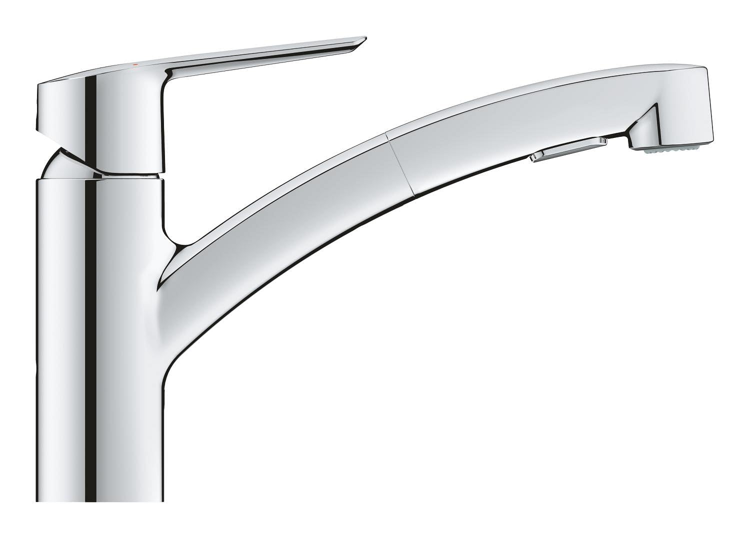 GROHE QUICKFIX Start Bateria zlewozmywakowa, wysuwany prysznic, 2-strumieniowy diverter, obrót o 90°, łatwa instalacja i czyszczenie, chrom, 30531001 (import z Niemiec)