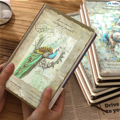 Image of FunBlast Aesthetic Diary for Girls - Kawaii Diaries, Stylish Diary, Notebooks Diary for School, Home, Office, Travel Diary & Notebook - A5 Size (114 Sheets, 228+ Pages) (Peacock)