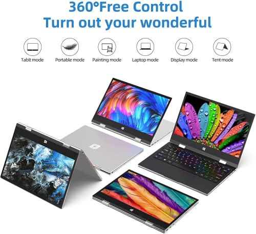 Jumper Laptop 11.6 Inch 1080P Full Hd Touch Screen, 6Gb Ram 128Gb Emmc Laptops, 360-Degree Flip Windows 10 2 In 1 Ultrabook,Intel Celeron Quad Core,Dual Speakers,Sliver #TOP2