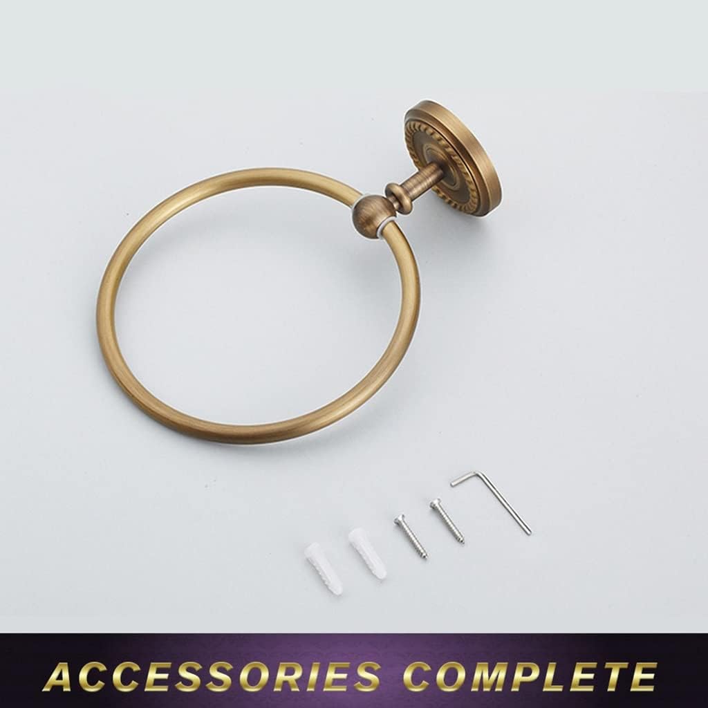 LSLYTQ Europe Antique Bathroom Towel Rings/Towel Rack, Thicken Brass Gold Wall Mounted Towel Holder, Bathroom Accessories