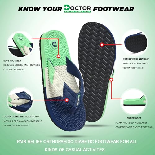 Image of DOCTOR HEALTH SUPER SOFT Men's & Boys Anti-Skid Flip Flops with Acupressure Massage Footbed | Lightweight | Soft | Doctor-Recommended Slipper for Pain Relief | All Day Wear Acupressure Doctor Slipper