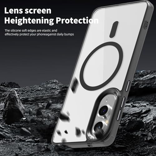 Image of Back Cover Case for Samsung Galaxy S25 Edge 5G | Back Cover with Mag-Safe | Transparent & Black Mobile Phone Back Cover for Samsung Galaxy S 25 Edge / S25 Edge | Anti Yellow TPU Back Cover