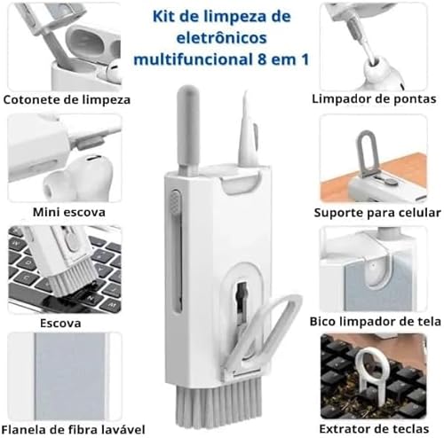 Kit Escova de Limpeza 8 em 1 multifuncional para teclado, telas, PC, laptop, notebook, tablet, celul