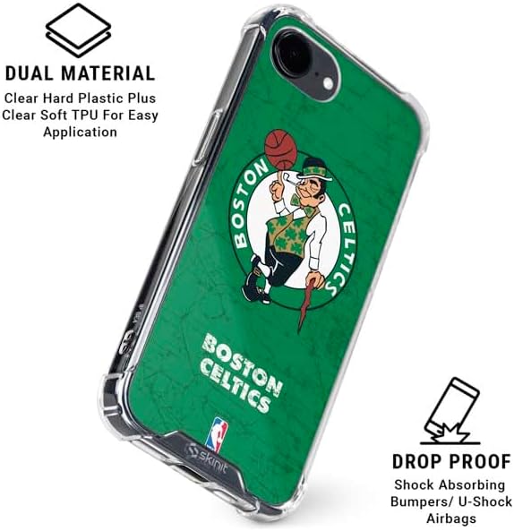 Skinit Clear Phone Case Compatible with iPhone 16e - Officially Licensed NBA Boston Celtics Green Primary Logo Design