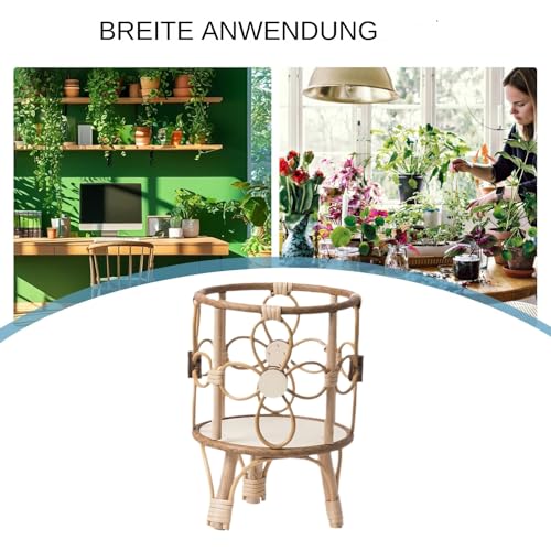 Support en bois et rotin creux rustique pour pot de fleurs