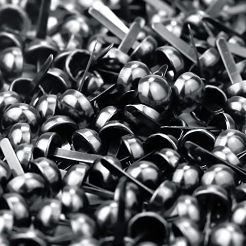 Bercoor 200 Pieces Paper Fasteners Brads, Round Metal Paper Brass Fasteners Brads For Paper Crafts, Decorative Scrapbooking, Diy Art School Project Supplies, 8 X 17Mm (Black) #TOP3