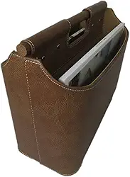 Revisteiro 2 compartimentos em couro marrom 36x28,5x17cm BTC