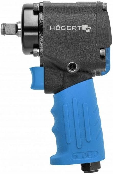 Högert Technik Air Wrench Ultra Short 1/2 Inch Jumbo Drive - Speed 10,000 rpm - Operating Torque up to 680 Nm - Compact, Ultra-Short Pneumatic Impact Wrench - HT4R626