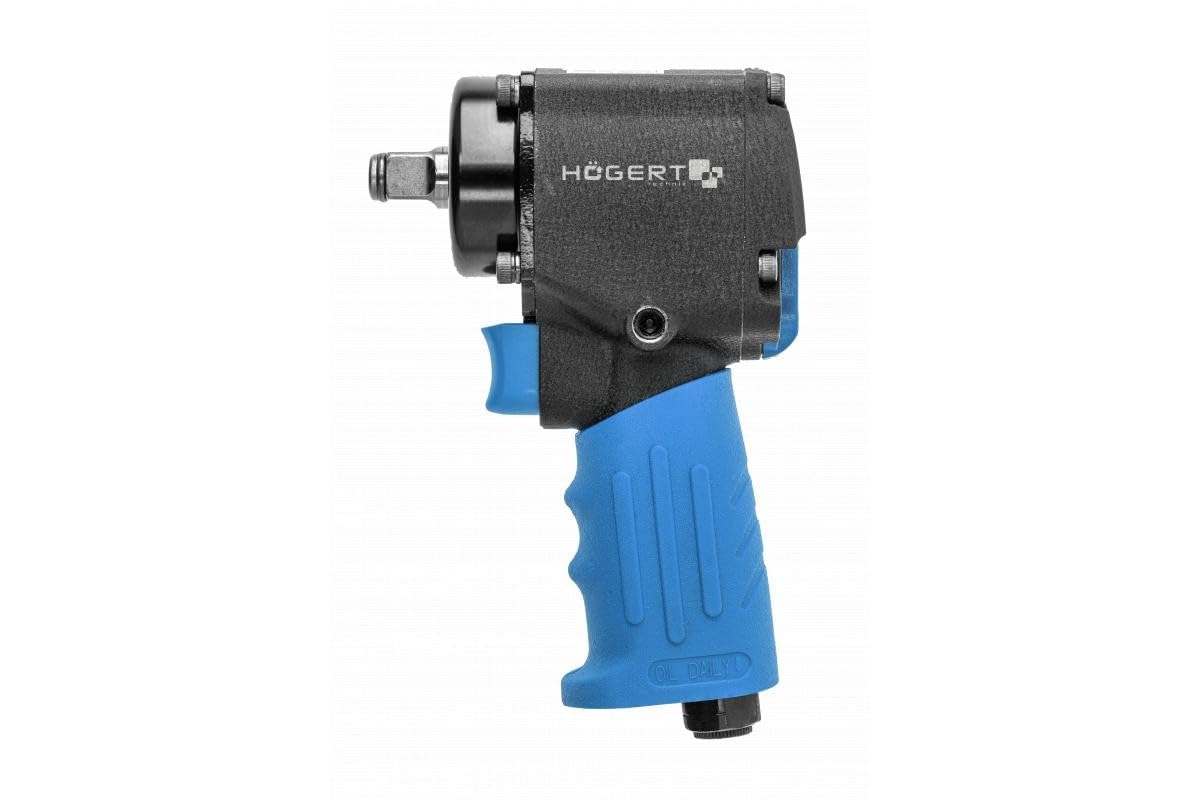 Högert Technik – Chiave ad aria ultra corta 1/2" JUMBO Drive - Velocità di rotazione 10.000 giri/min - Coppia di funzionamento fino a 680 Nm - Avvitatore pneumatico compatto ultra corto - HT4R626
