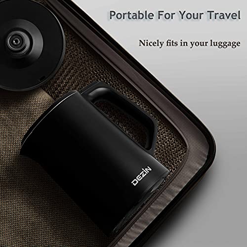Dezin Electric Kettle, 0.8L Portable Travel Kettle With Double Wall Construction, 304 Stainless Steel Electric Tea Kettle For Business Trip, Small Electric Kettle With Auto Shut-Off (Without Cup) #TOP2