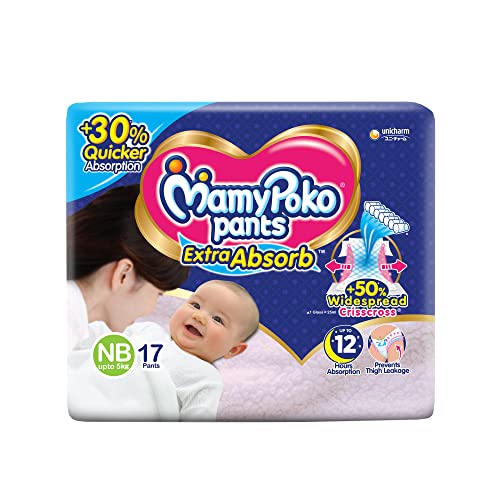 Image of MamyPoko Diaper Extra Absorb NB /XS 17 Count Baby Wipes Extra clean 72