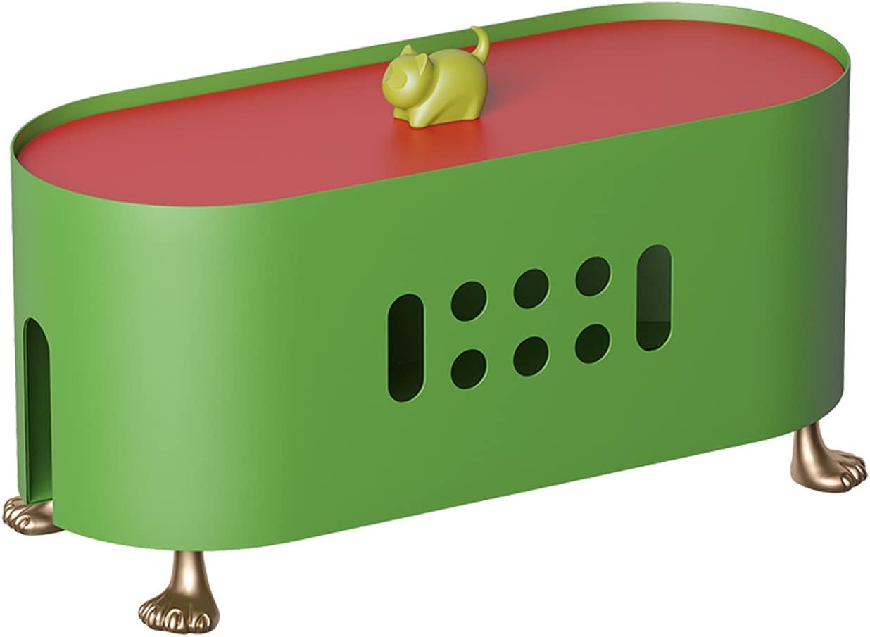 Cable Management Box Creative Oval Cord Organizer Box with Cat Cover Stylish Hider Cord Organizer Box to Hide Wires Power Strips Electrical Cord Cable Cords Organizer Boxes (Green)