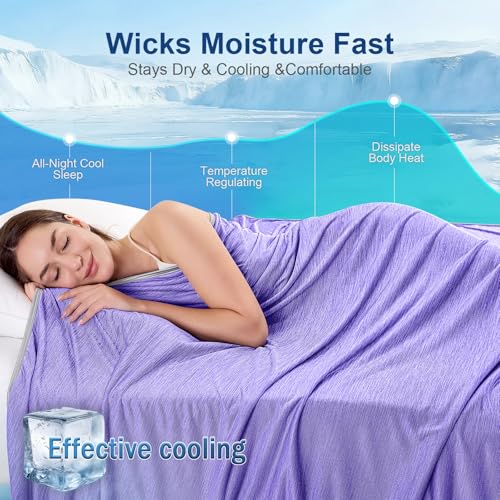 KMUSET Cooling Blanket Twin (60"x80"), Double Sided Summer Cooling Blankets for Hot Sleepers & Night Sweats, Breathable Lightweight Blanket for Dorm Room Essentials, Picnic, Gifts for Women Lavender — view 6