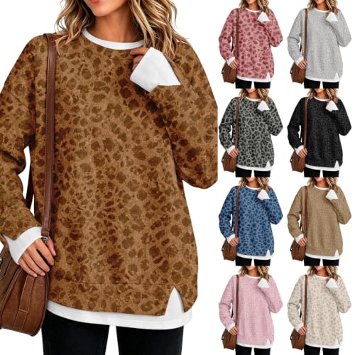 Crewneck Sweatshirts Women Leopard Print Y2K Fall Clothing for Women 2026 - image 1