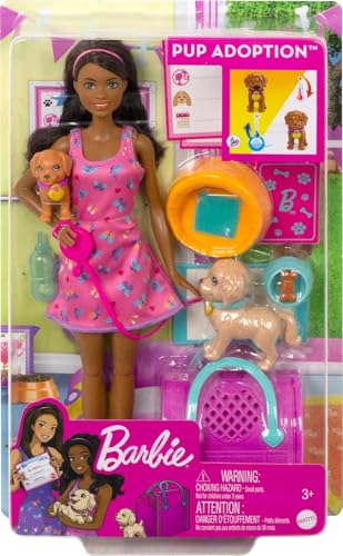 Barbie Conjunto de Brinquedo Adota um Cachorrinho Negra